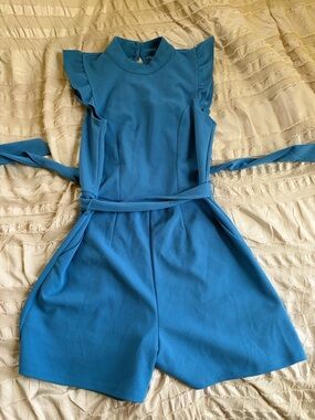Moa Moa Sky Blue Mock Neck Romper